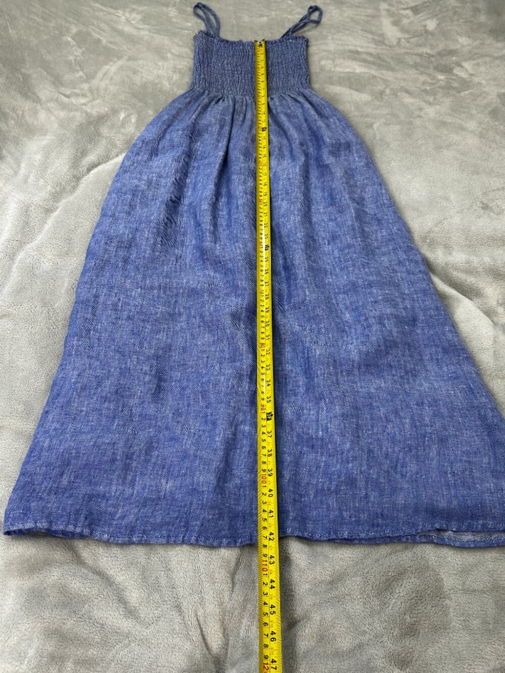 Joie Linen Smocked Maxi Dress Chambray Blue Lined Adjustable Straps Summer - Picture 11 of 12